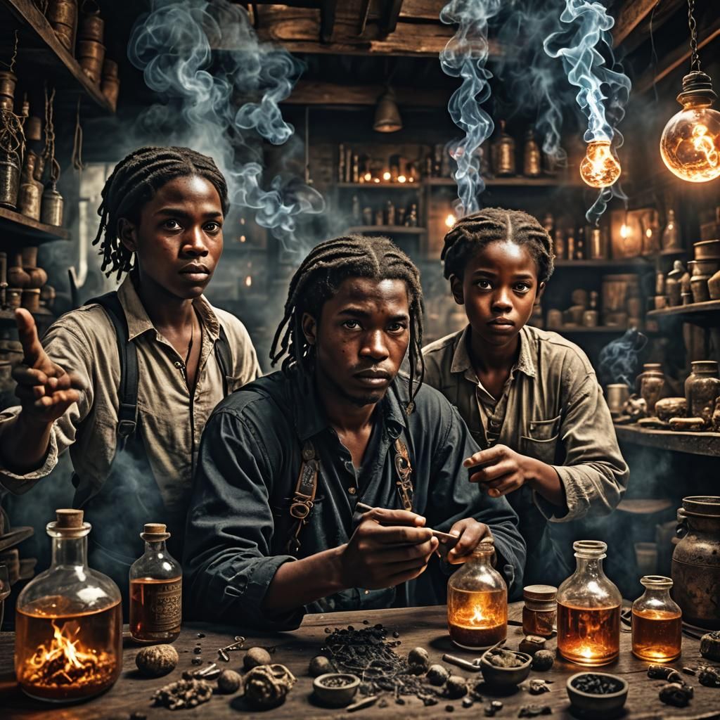 Magical Black People with Poison Power: Hyperrealistic Image