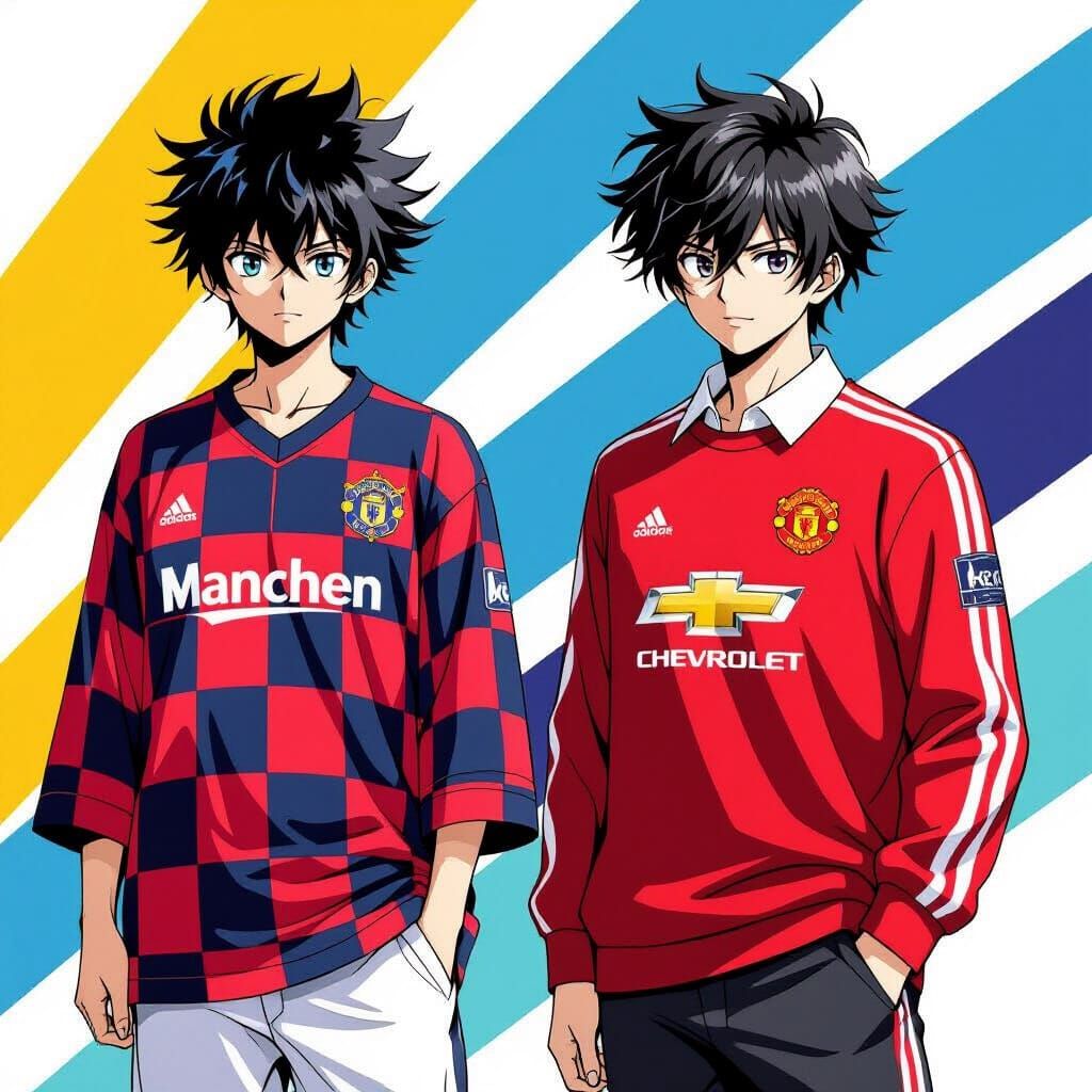 Blue Lock Style Anime Character with United Shirt