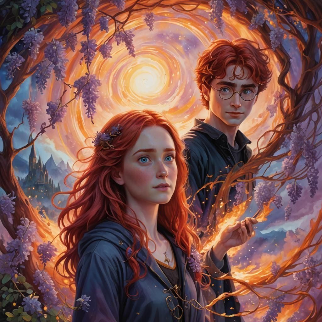 Wisteria Evans and Harry Potter: 3D Digital Art