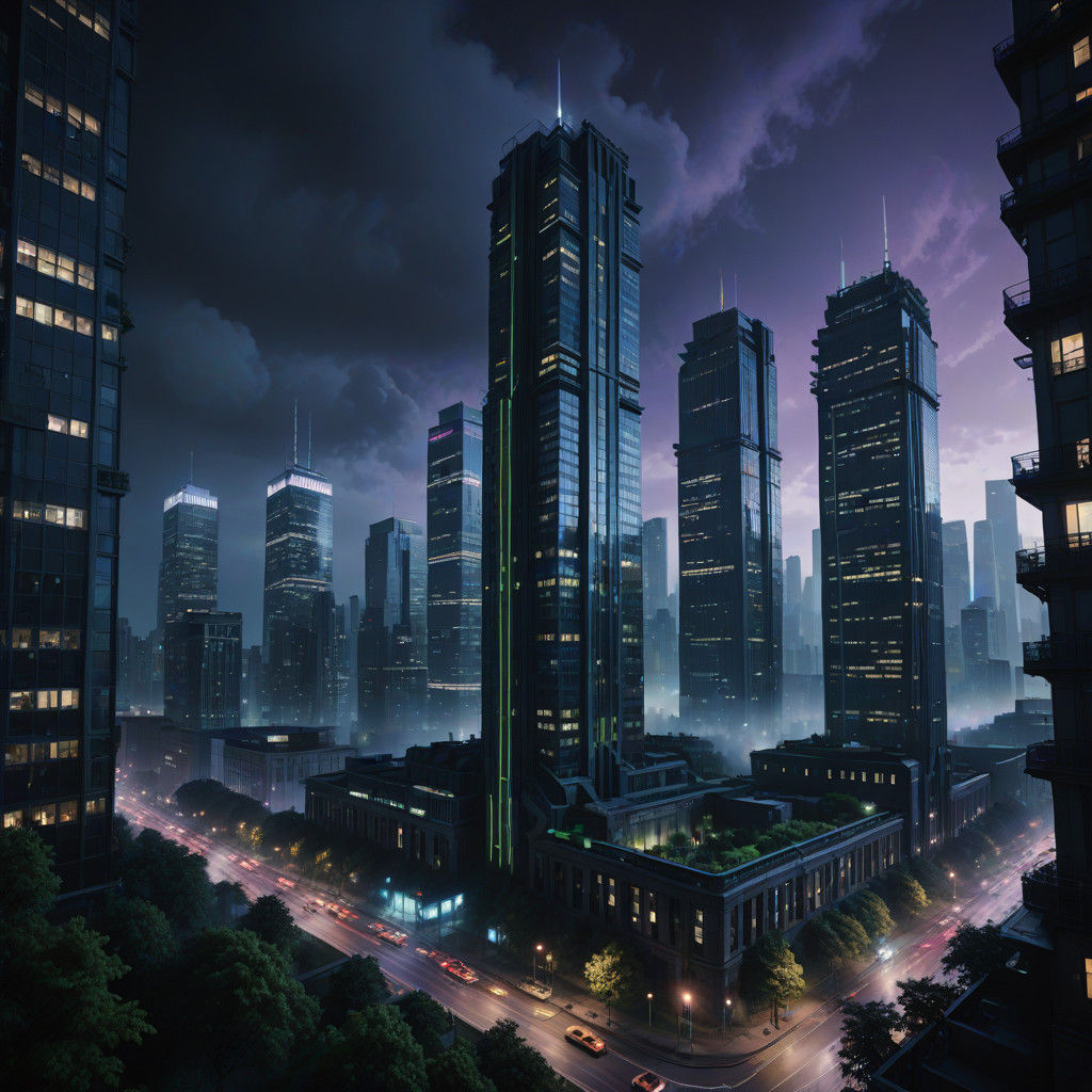 Glowing Cityscape Unveils Midnight Secrets