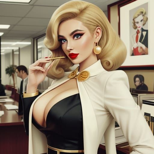Glamorous 1960s Secretary Portrait in Office