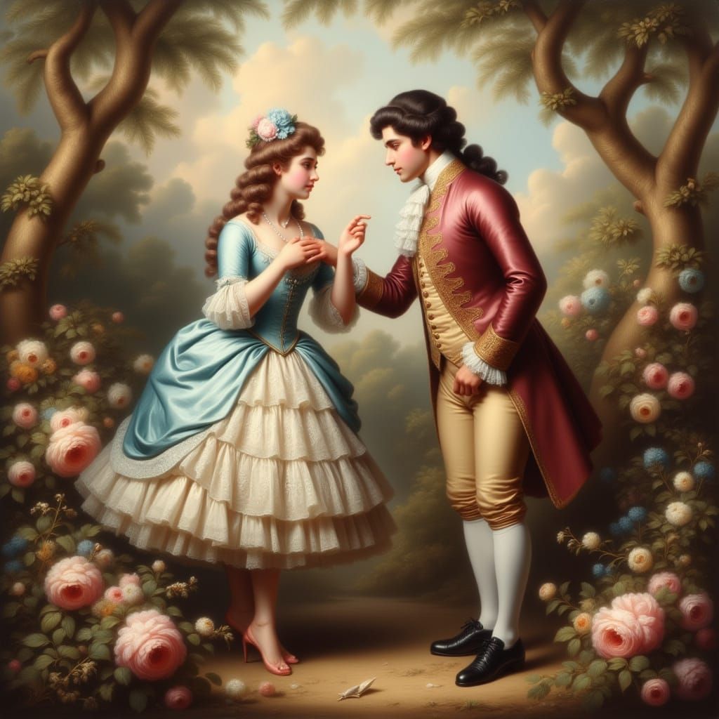 <lora:Rococo Beauty Flux:1.0> "The Oath of Love" by Louis Ro...