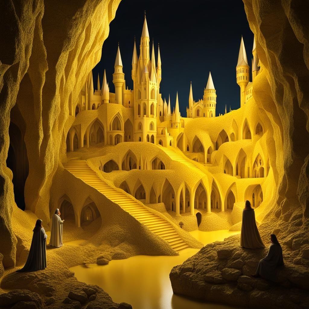 Medieval City Inside a Crystalline Geode