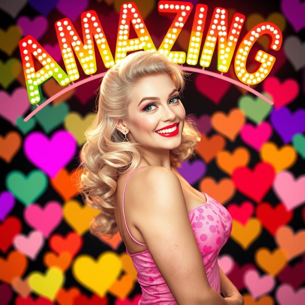 Retro Pin-Up Beauty Shines with Rainbow Confetti