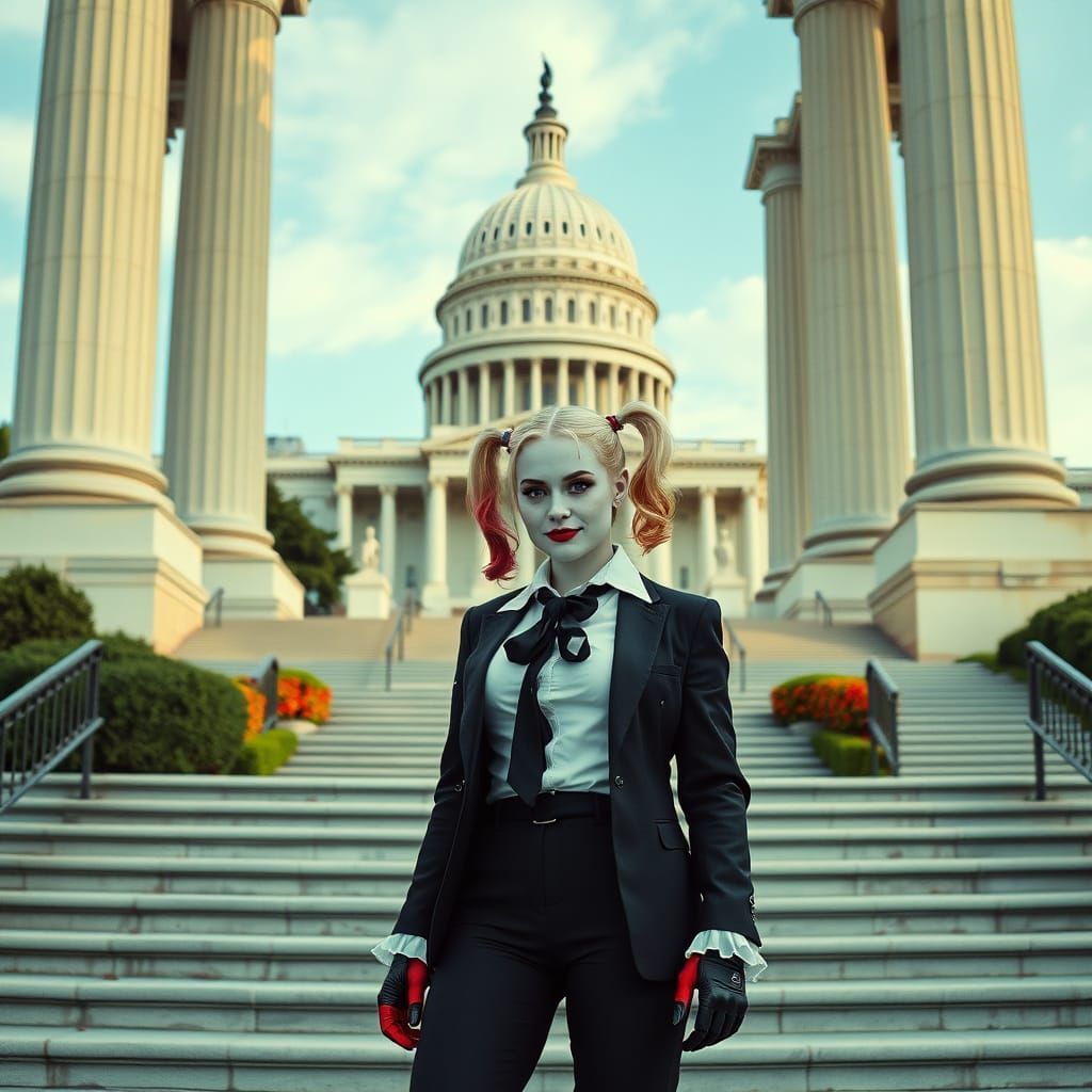 Harley Quinn as a Confident Attorney