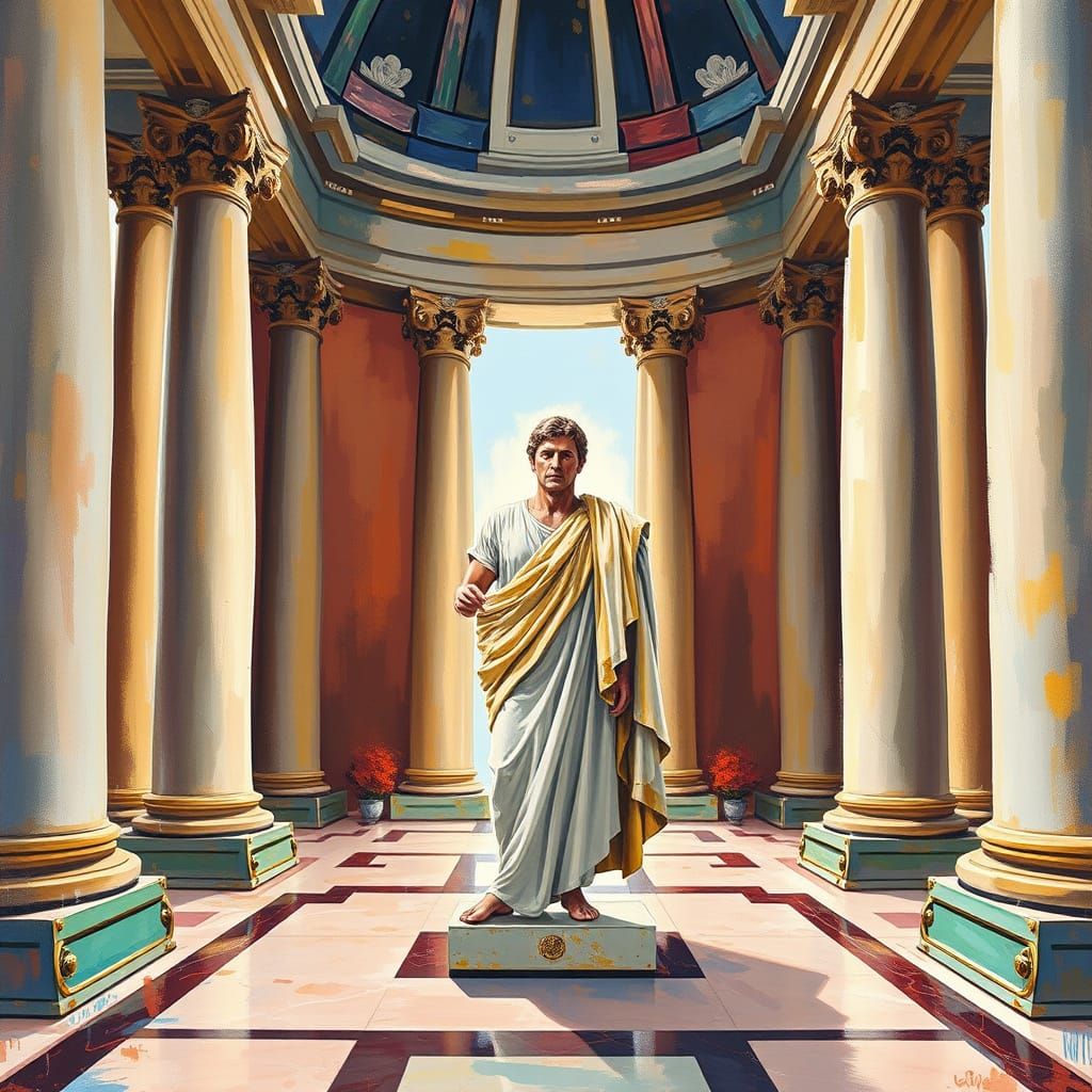 Caesar Addresses the Lyceum in Gouache Style