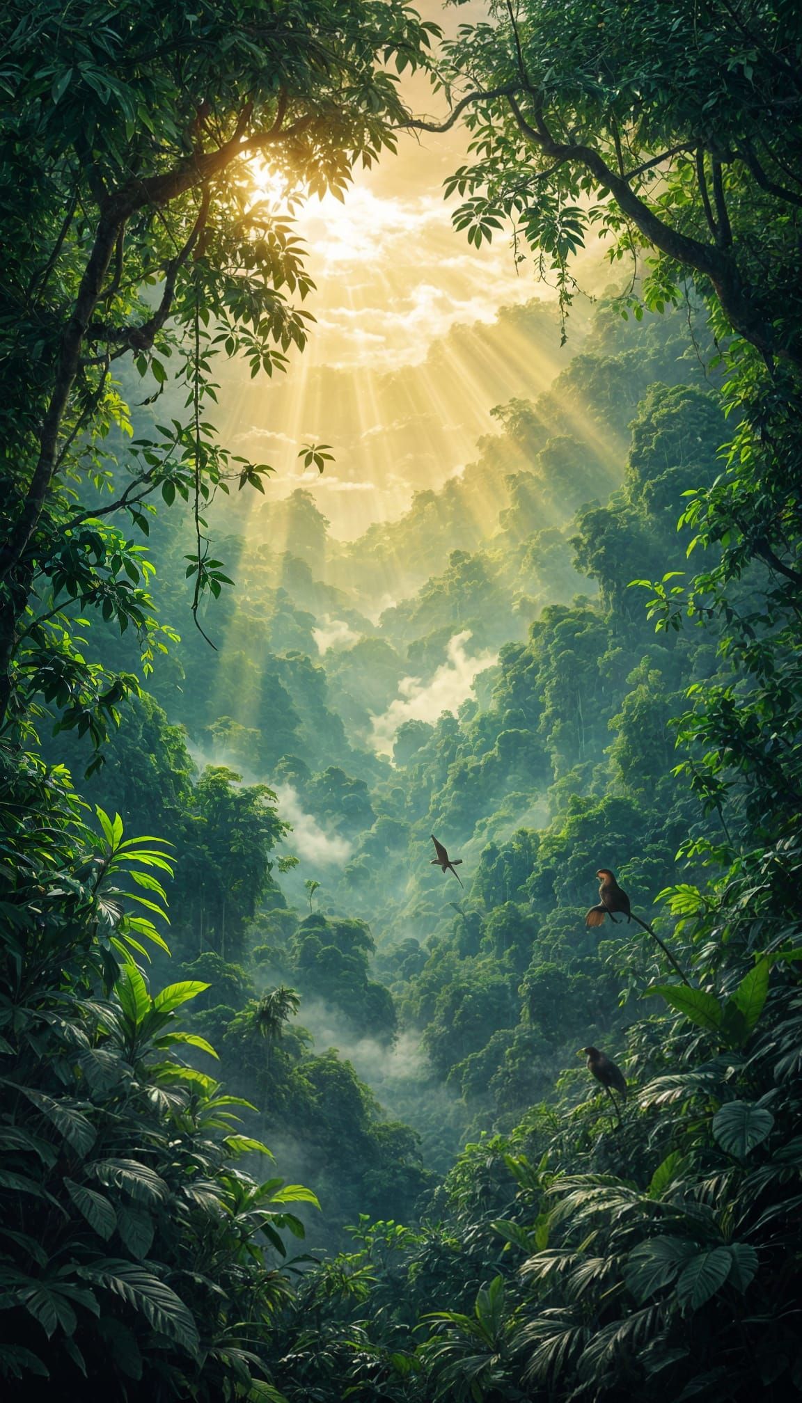 Amazon Rainforest Wildlife & Sunlight Rays