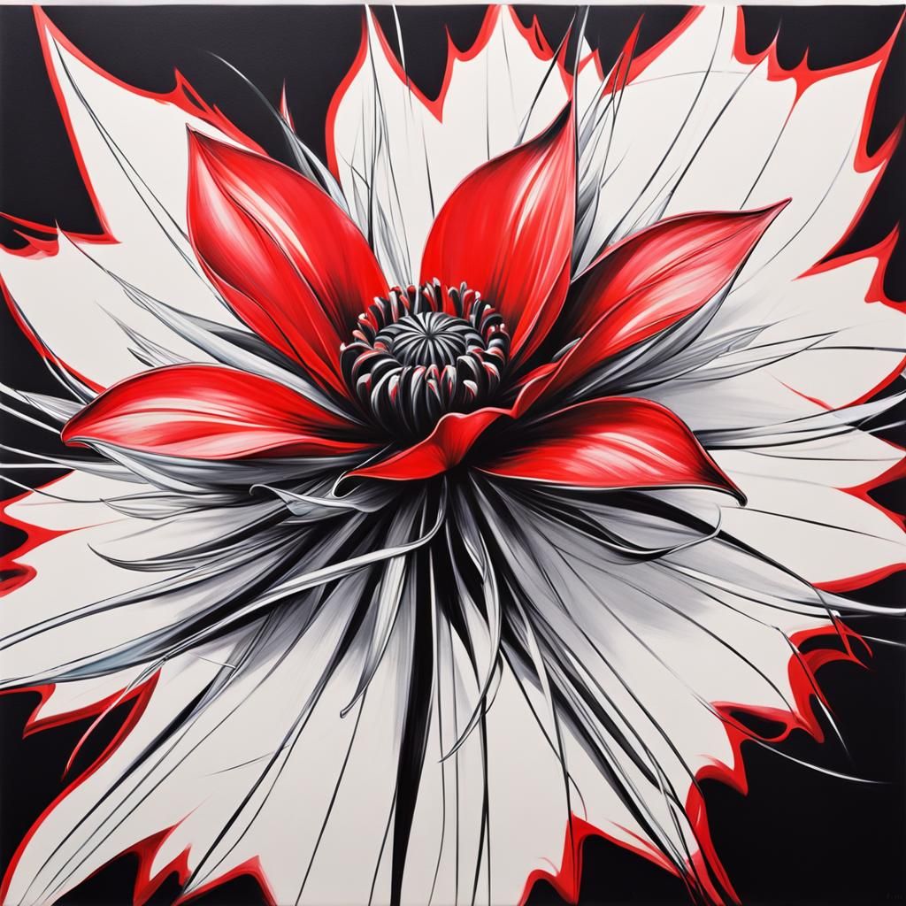 Red sketch of a Flower