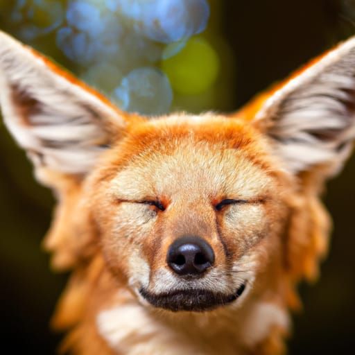 Maned Wolf Portrait in Forest, Bokeh Photography