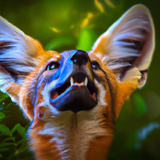 Maned Wolf Portrait in Forest with Bokeh Lighting