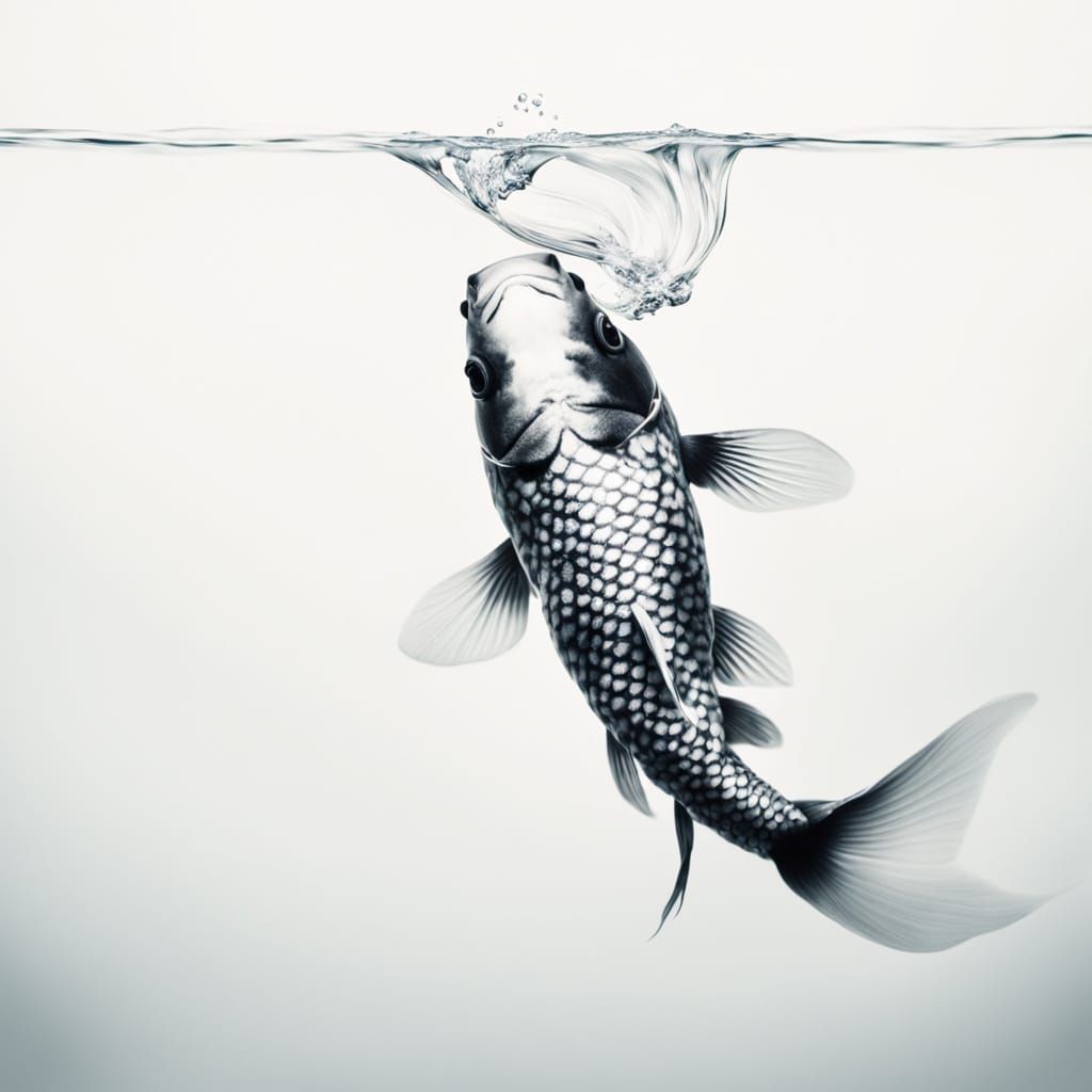 Surreal Koi Fish Portrait in Macro Photographic Style