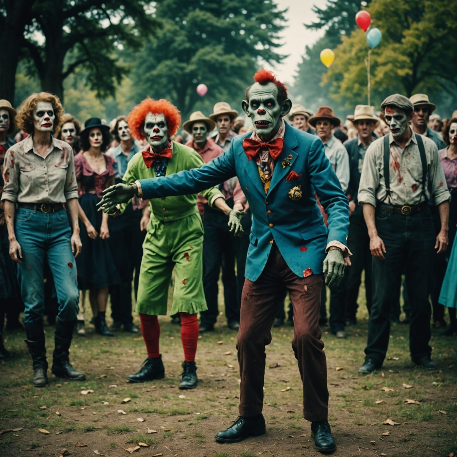 Zombie Monkey Clown Square Dance in Cemetery