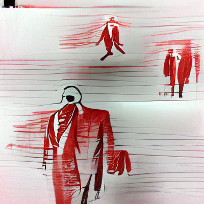 Invisible Man in Suit: Red Ink Illustration