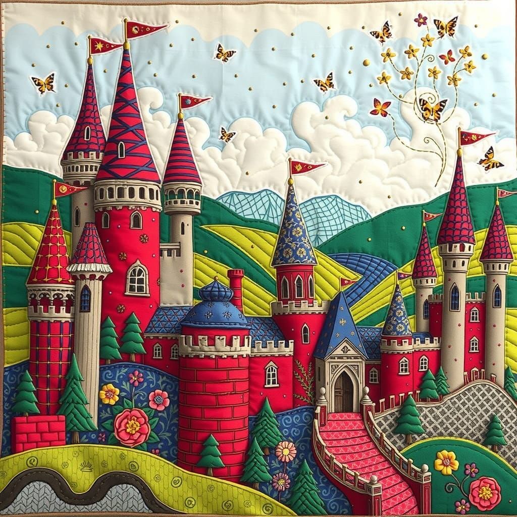 Whimsical Textile Kingdom with Baroque Architecture