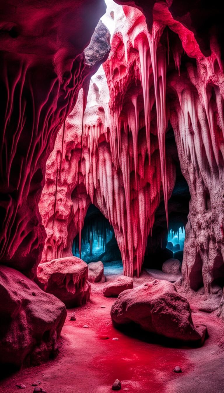 Garnet Cave with Retrowave Graffiti