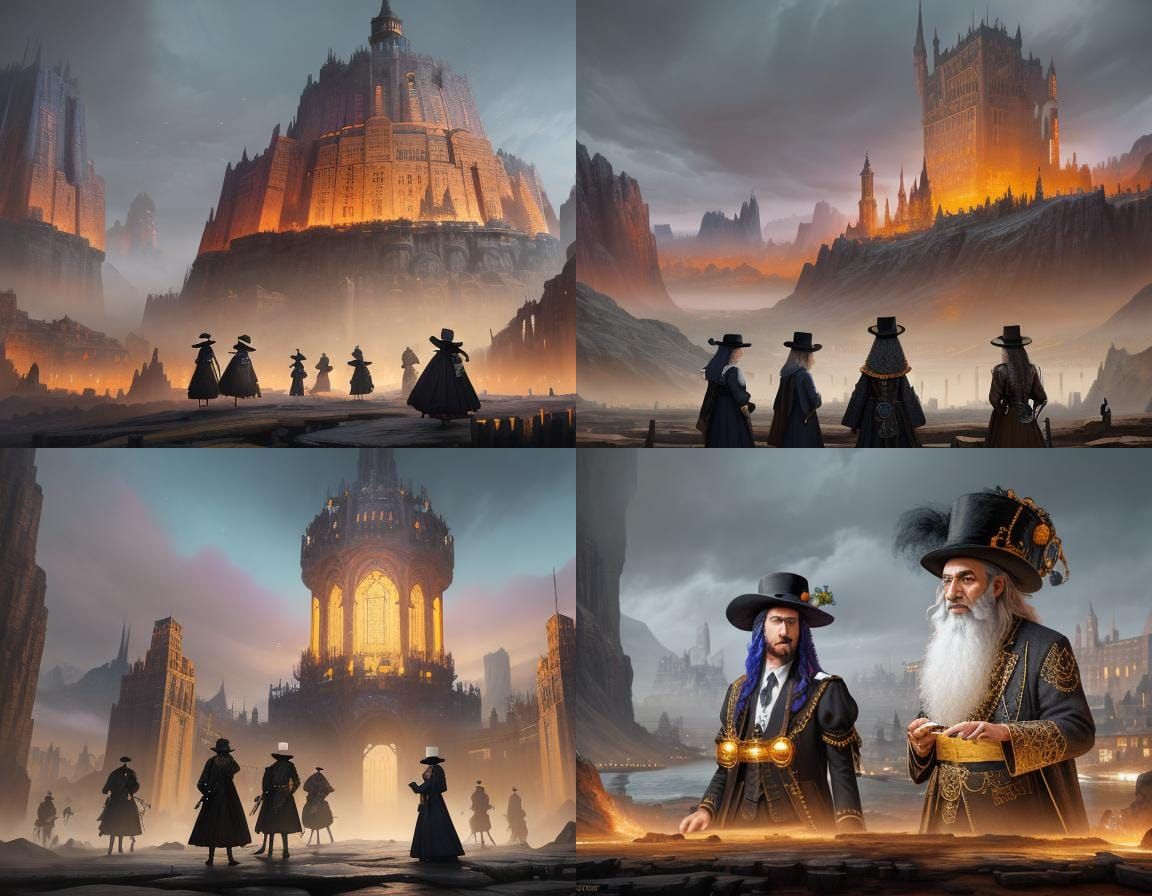 Hasidic Jewish Figures in Detailed Matte Painting