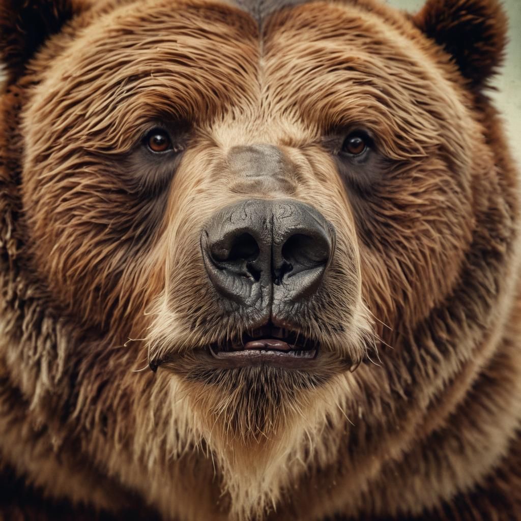 Vintage Portrait of a Burly Kodiak Bear