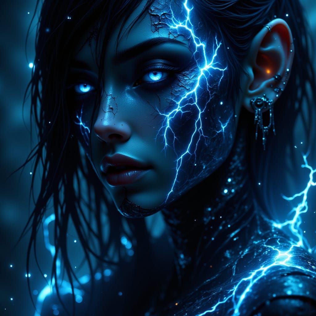 Dark Fantasy Drow Elf With Glowing Arcane Energy