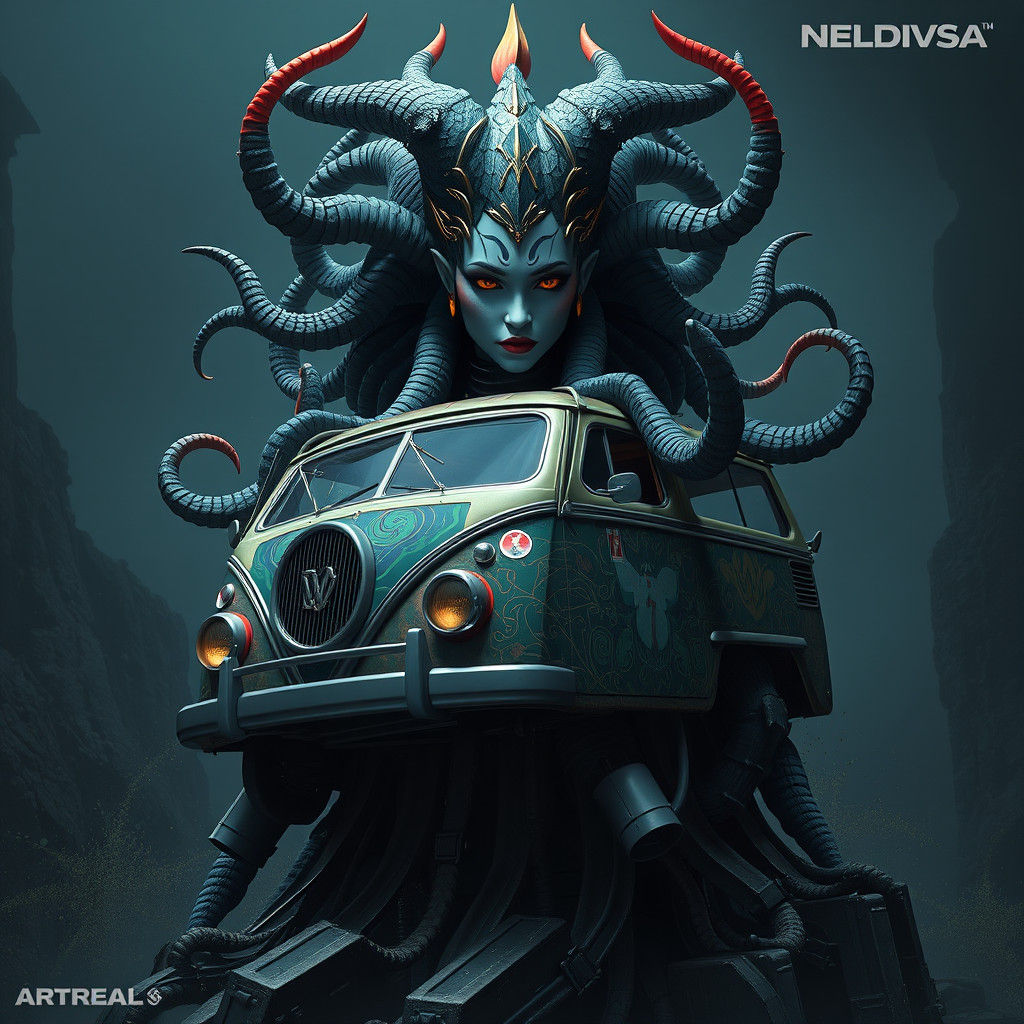 Medusa's Mystical Combi VW in Vibrant Fantasy Style