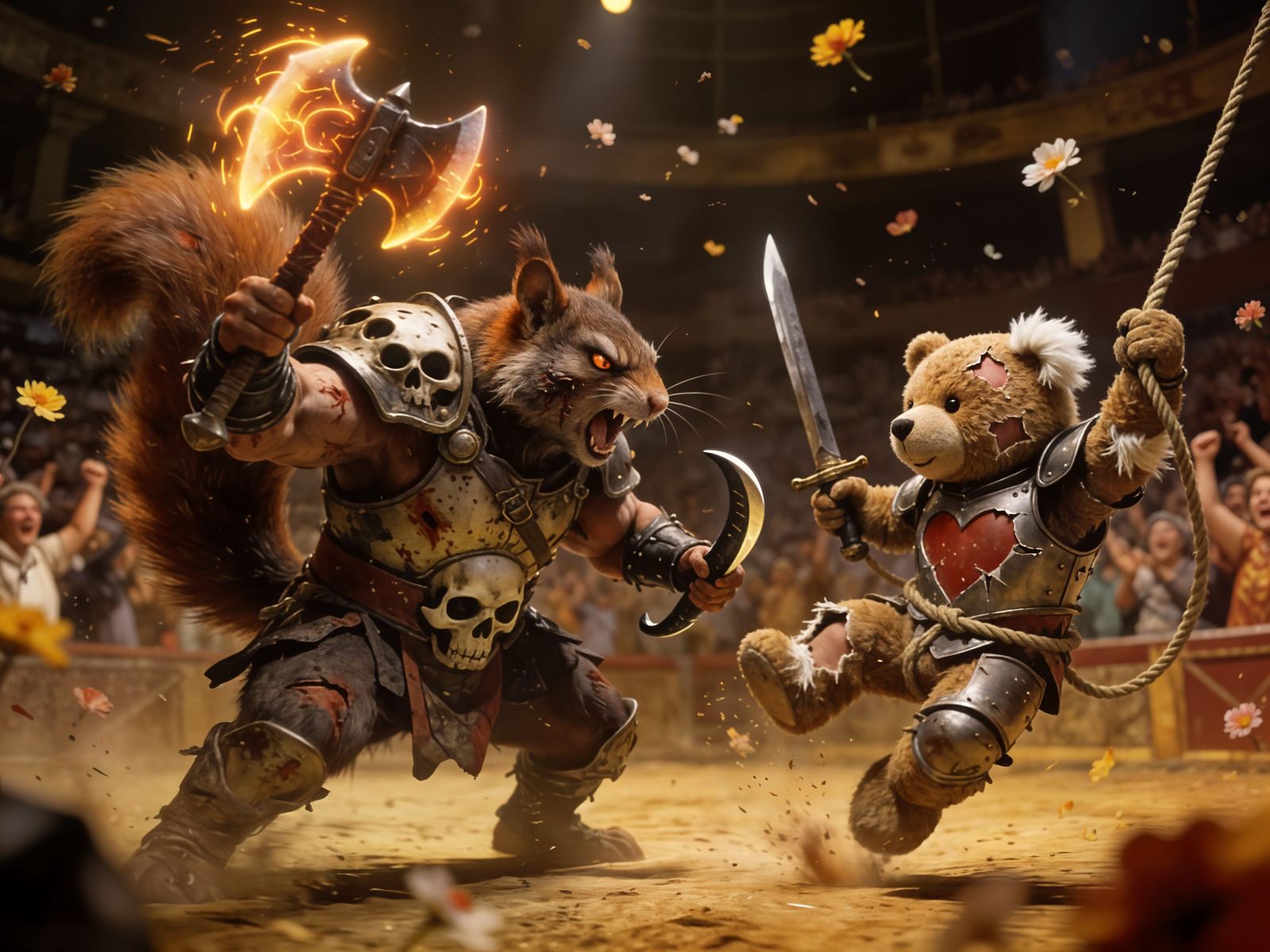 Battle-Scarred Squirrel Warrior vs Teddy Bear Knight