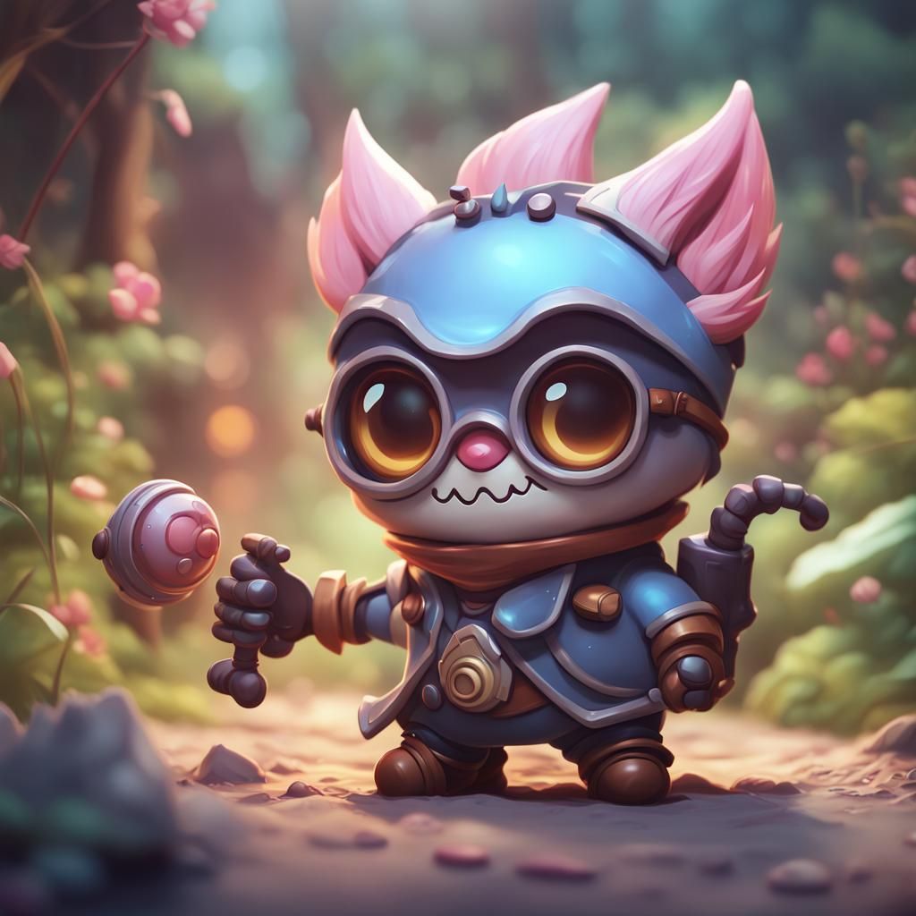 Adorable Ziggs 3D Clay Icon in Anime Style