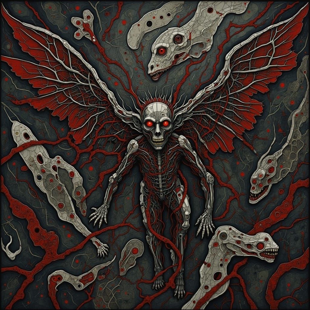 Dark Fallen Angel in a Swirling Vortex of Crimson and Black ...