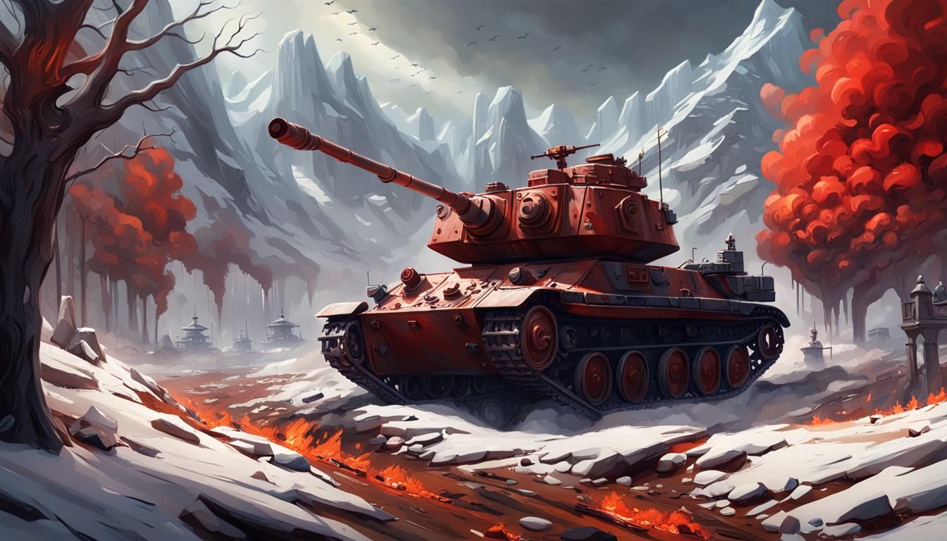 Dramatic Fire and Snow Scene in Digital Art