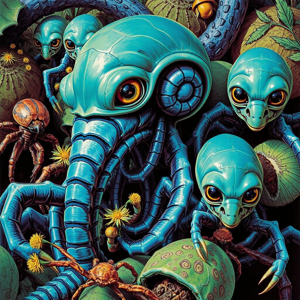 Exotic Alien Creatures on a Lush Exoplanet