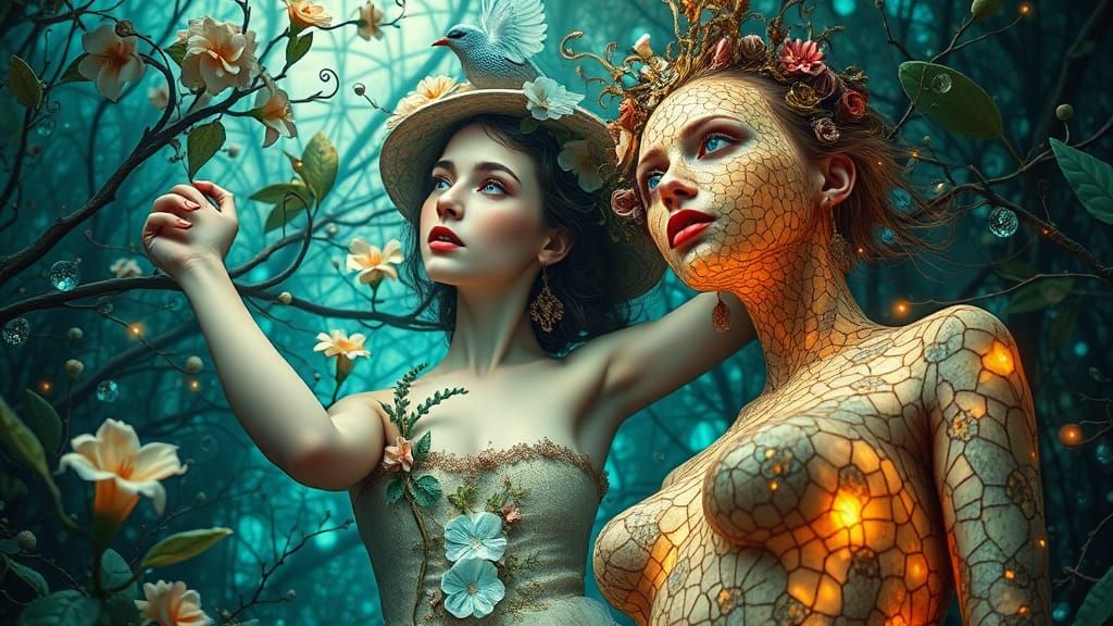 Ethereal Women Dancing in Surrealist Expressionism Style