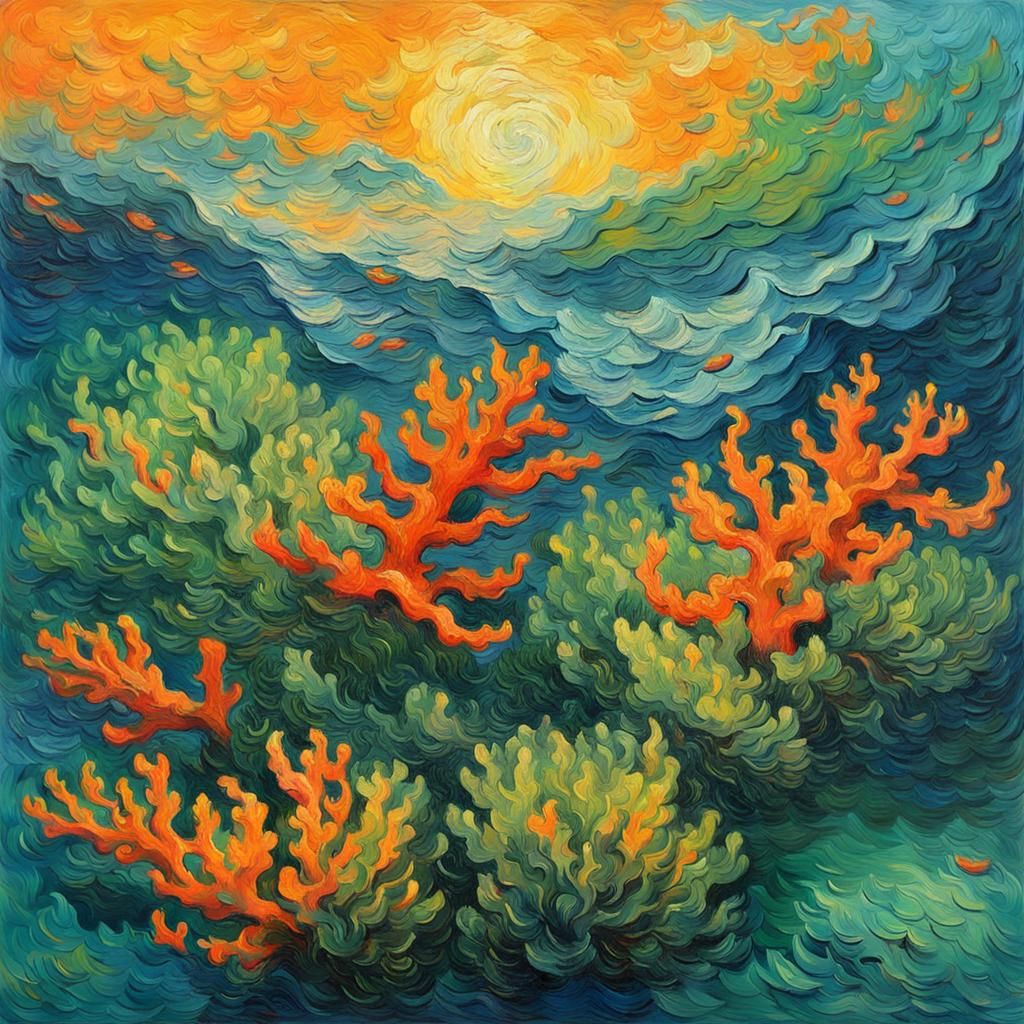Coral Reef Impasto Painting in Tropical Setting