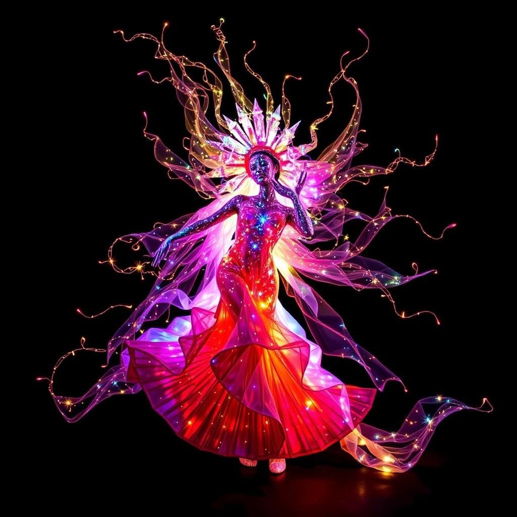 Polychrome Plasma Threads: Origami Digital Art