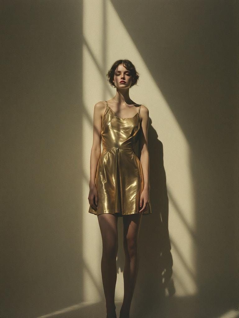 Swedish Pin-Up with Geometric Shadows, as Atmospheric Art