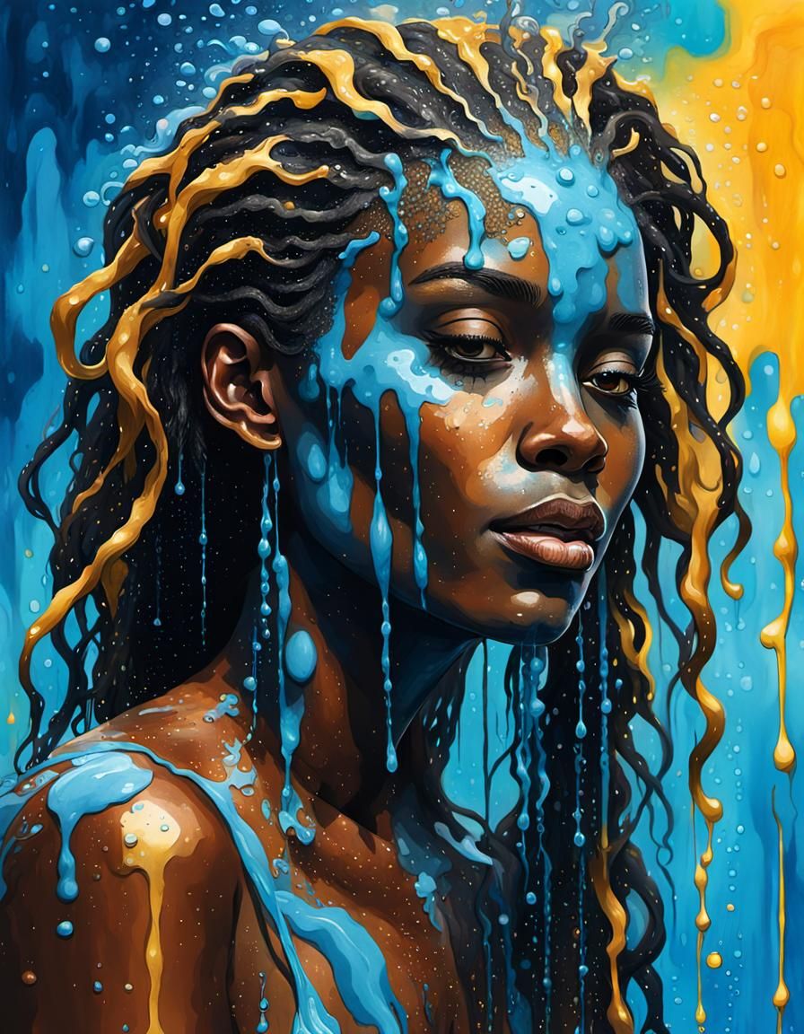 Pop Art Portrait: Black Woman in Shower