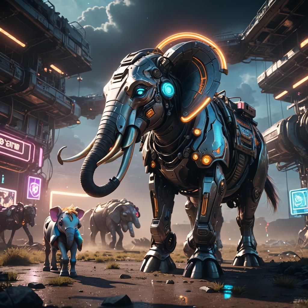Pony Carries Elephant in Sci-Fi Concept Art