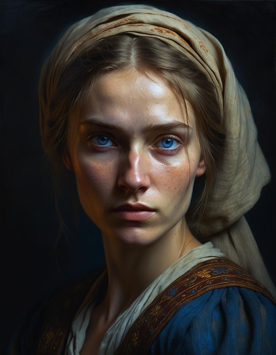 Young Peasant Girl Portrait with Renaissance Lighting