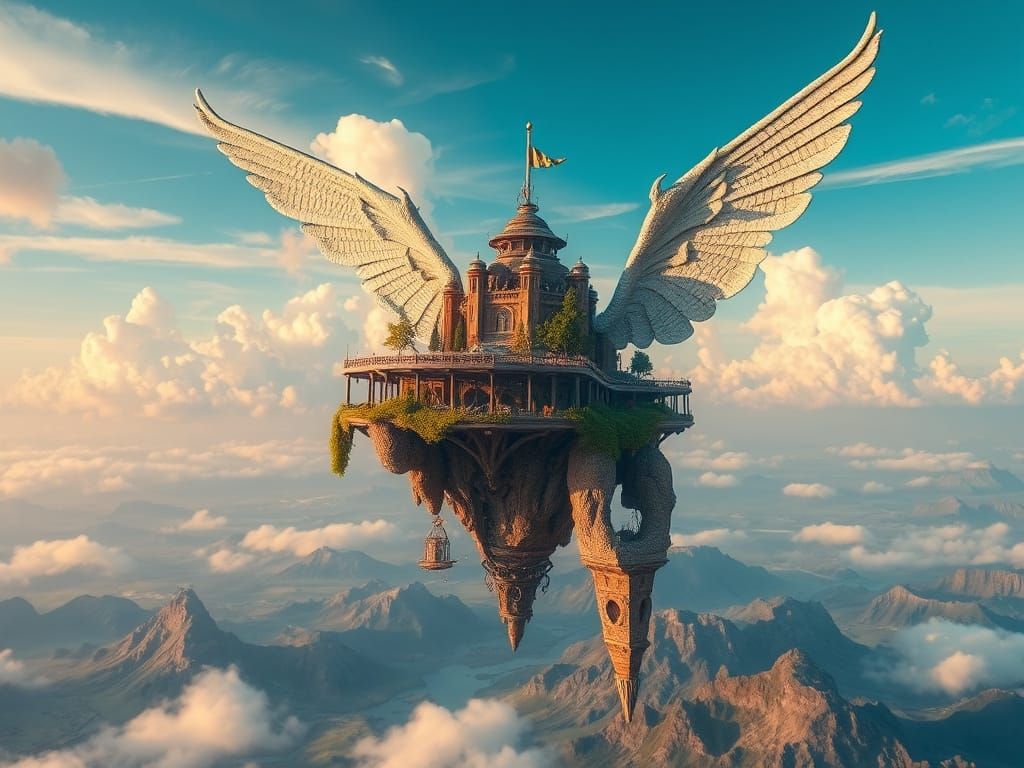 Flying Island Fantasy Arcology Biosphere Time-Mind Continuum