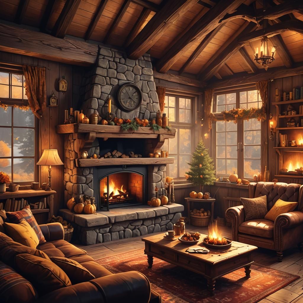 Cozy Scottish Cabin in Fantasy Matte Painting Style