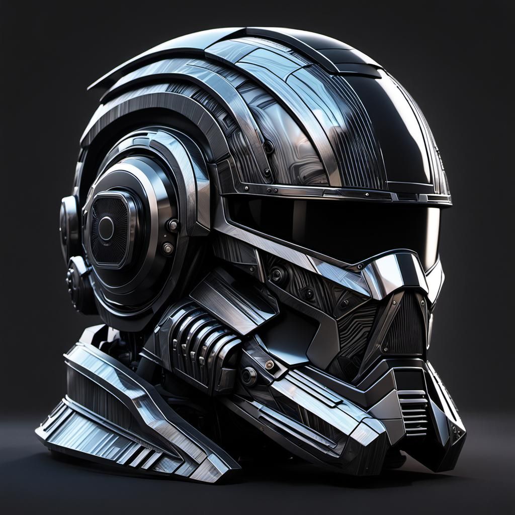 Cyberpunk Carbon Helmet in Art Deco Style
