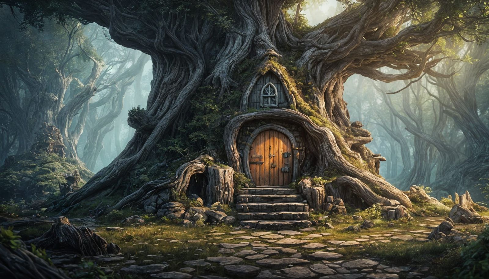 Fantastical Elf House in a Tree Stump