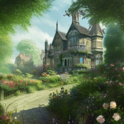 Gothic Cottagecore Crystal Shop in Dark Fantasy Style