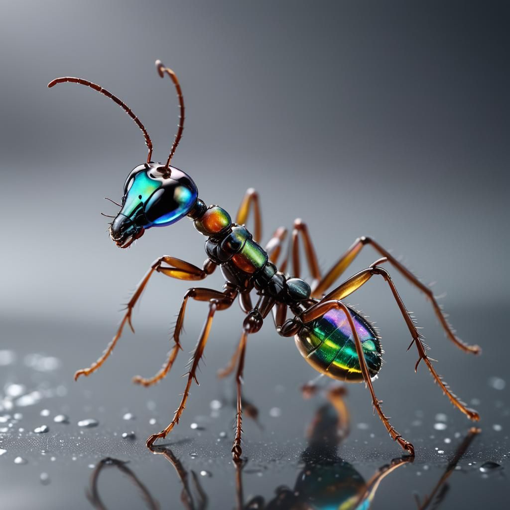Transparent Glass Ant: Macro Photography in Digital Art