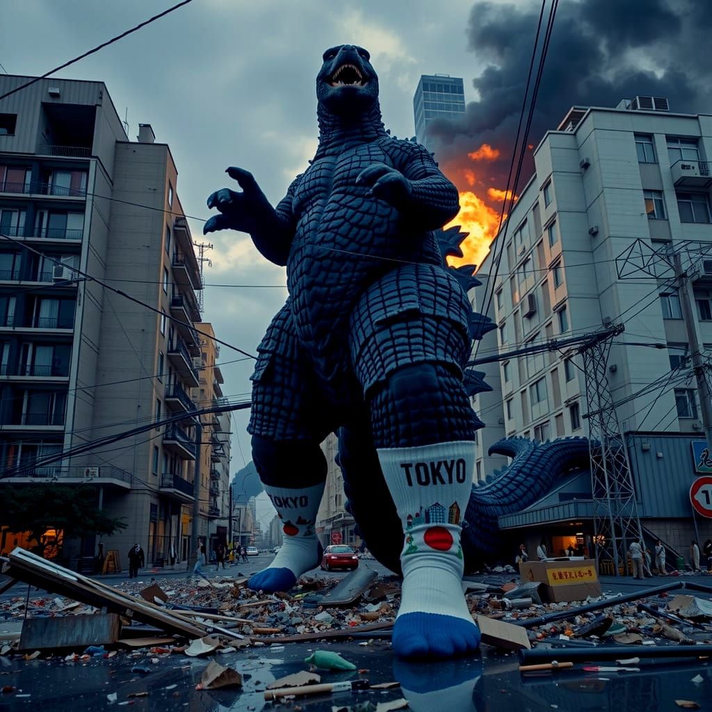 Godzilla's Sock Rampage Through Tokyo