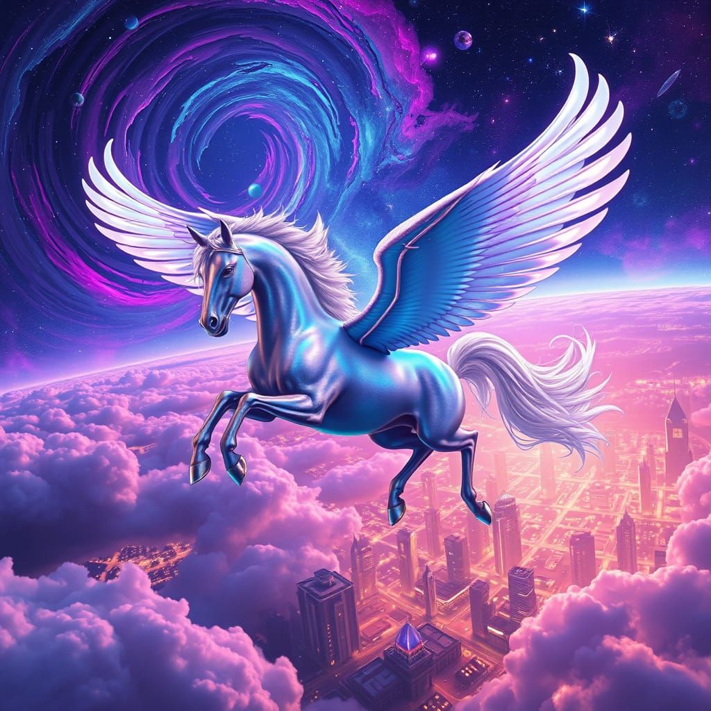 Majestic Pegasus Soars Through Vibrant Galaxy