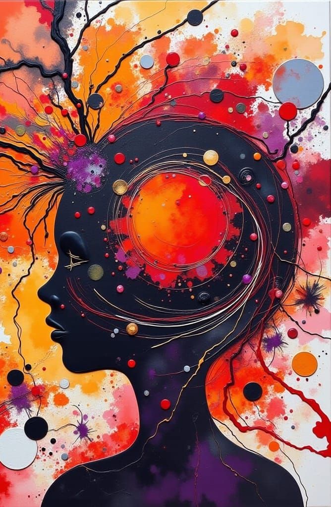 Emotional Turbulence in Vibrant Abstract Watercolors