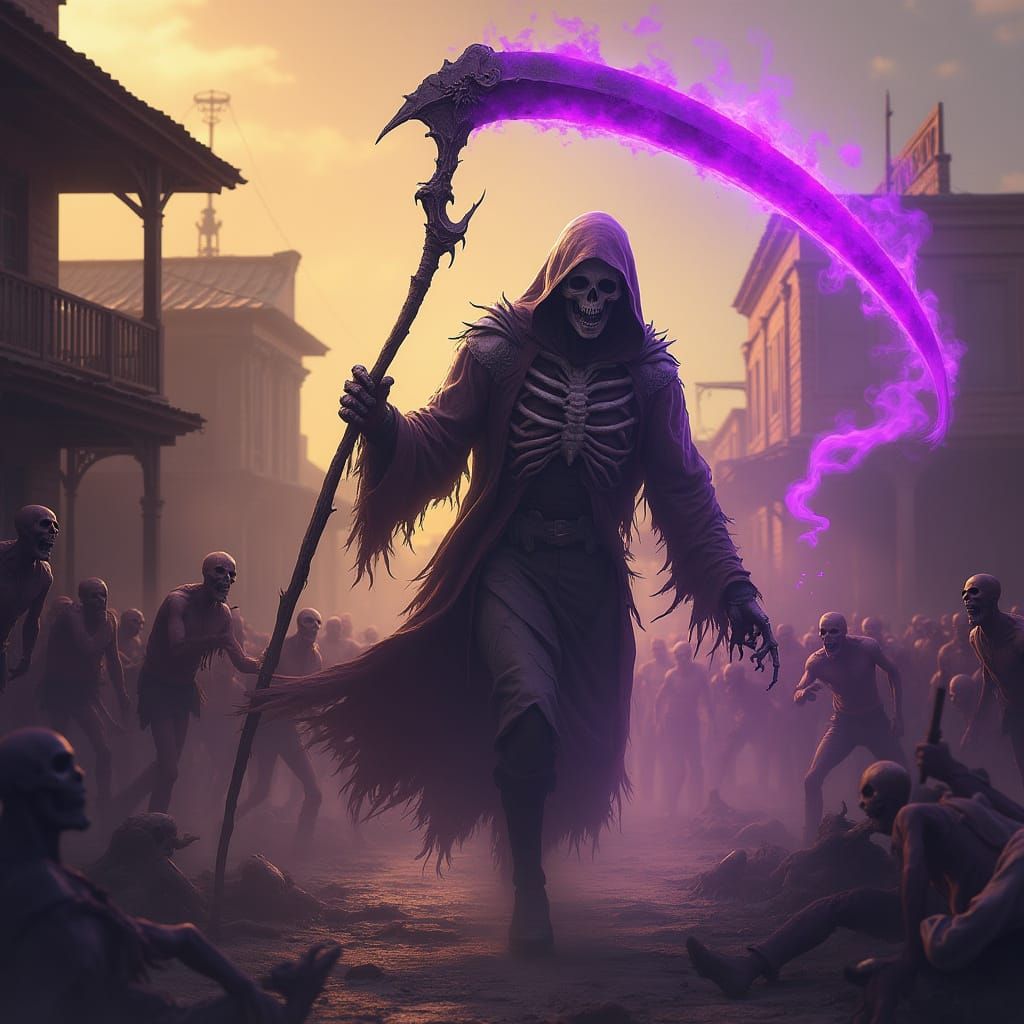 Death Battles Zombies in Purple Aura - Dark Fantasy Art