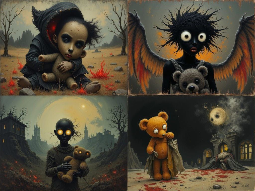 Surreal Childlike Macabre Art of a Shadowy Figure