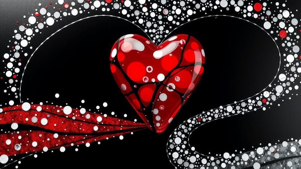 Murano-Style Glass Heart with Red Resin