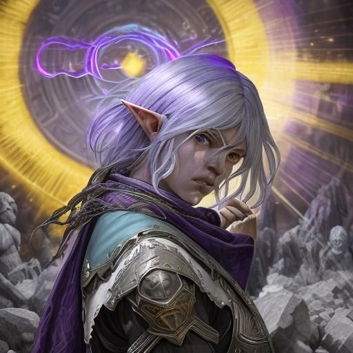 Half-Elf Fighter in Dark Fantasy Style