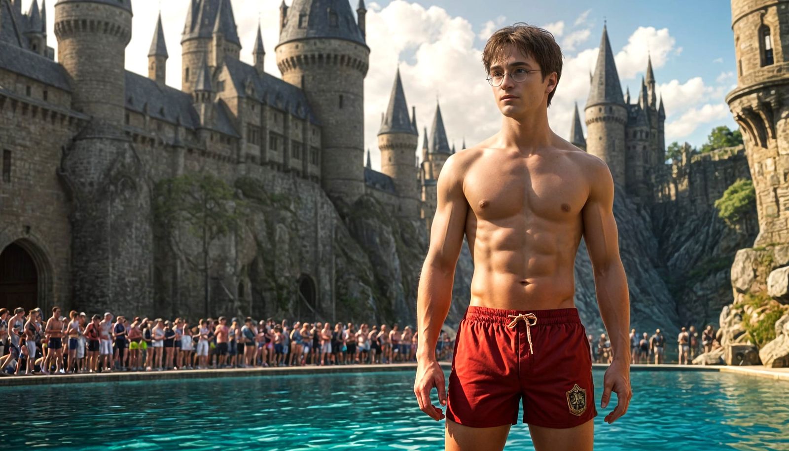 Young Wizard Competes in Castle Swim Meet