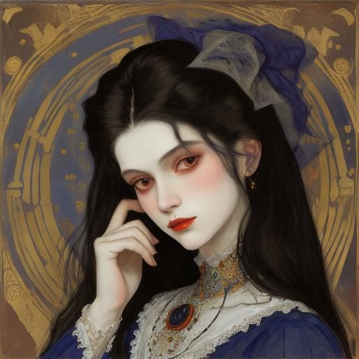 Vampire's Spiritual Beauty: An Art Nouveau Portrait